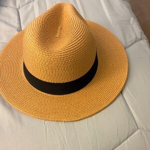 Stylish Tan Fedora Hat with Black Band